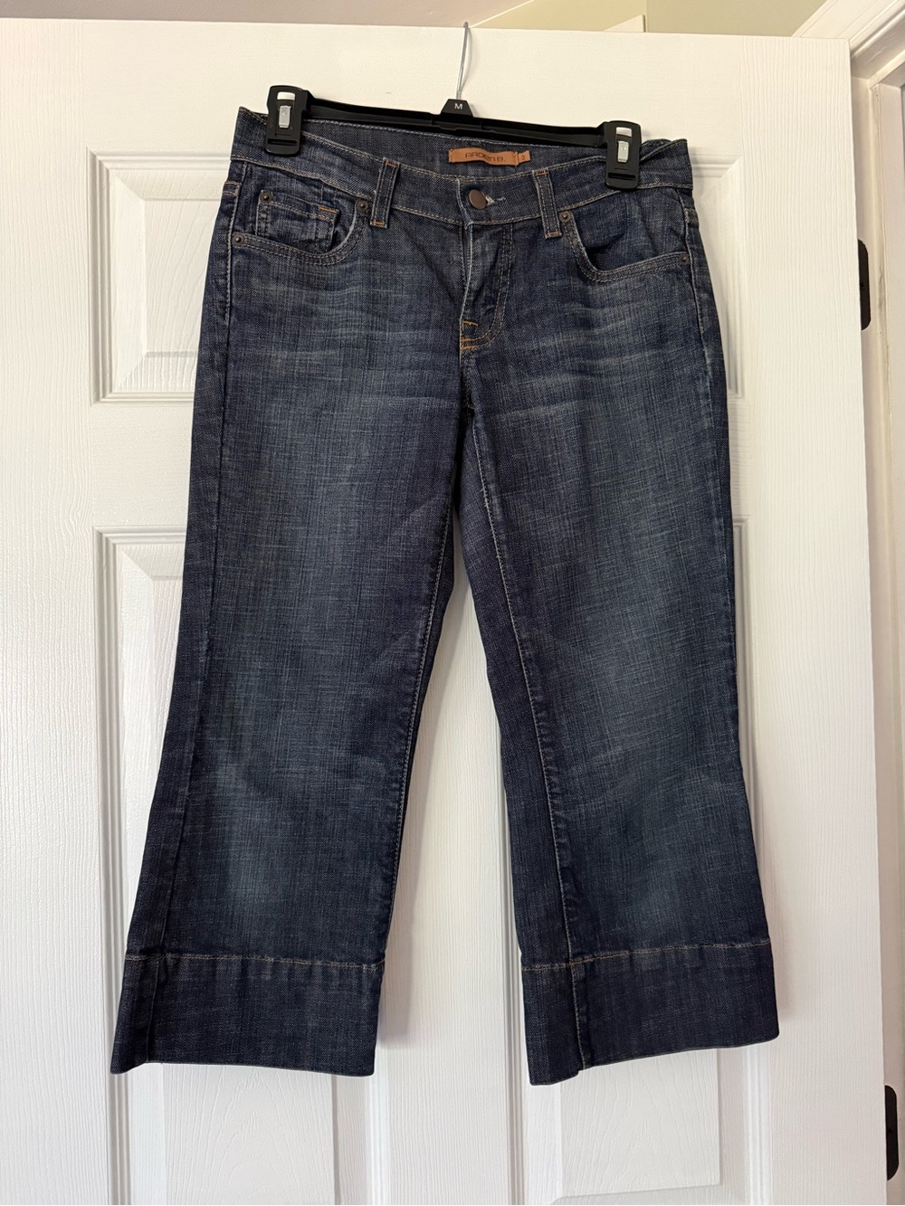 Arden B Dark Indigo Cropped Wide-Leg Jeans
